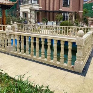 攀枝花黄金麻花岗岩石材栏杆，扶手，将军柱，花瓶柱