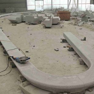 攀枝花 芝麻白花岗岩弧形花坛石，坐凳石