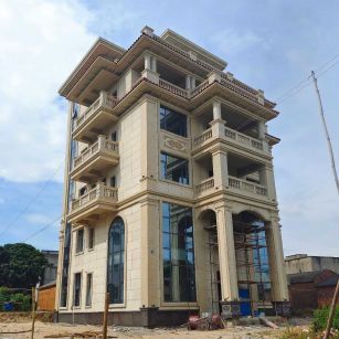 攀枝花 黄金麻花岗岩石材别墅外墙干挂搭配（雕花栏杆花瓶柱门楼罗马柱）