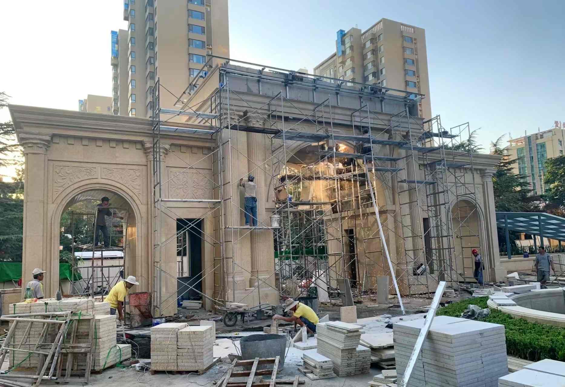 攀枝花 黄金麻荔枝面花岗岩小区门楼外墙干挂