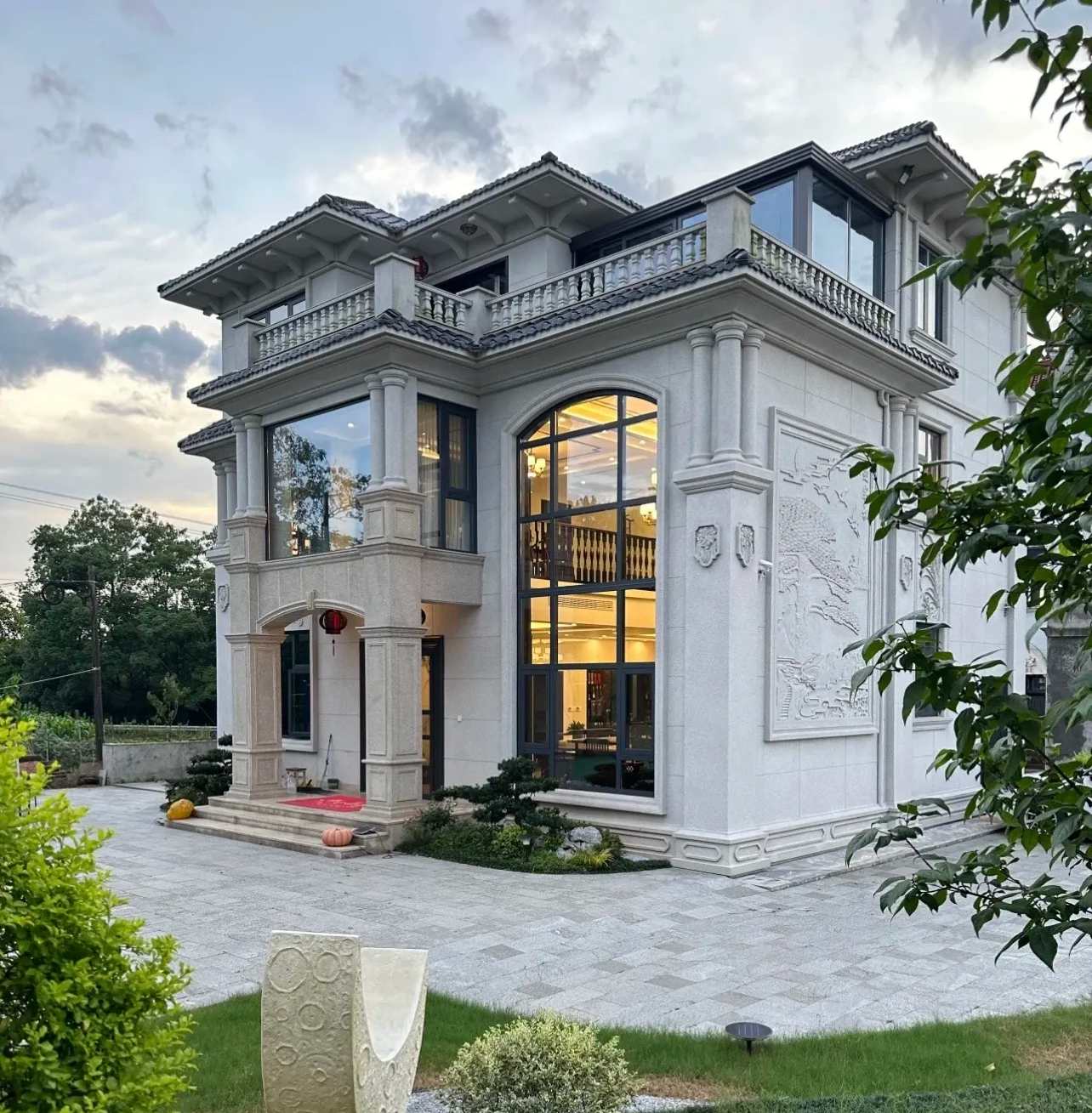 攀枝花 白麻花岗岩私人别墅干挂石材豪华定制