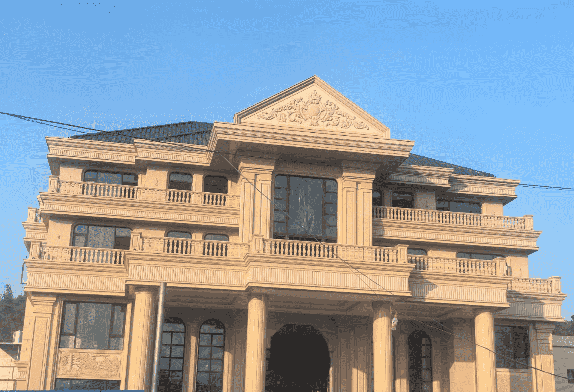 攀枝花黄金麻别墅外墙干挂石材效果示例